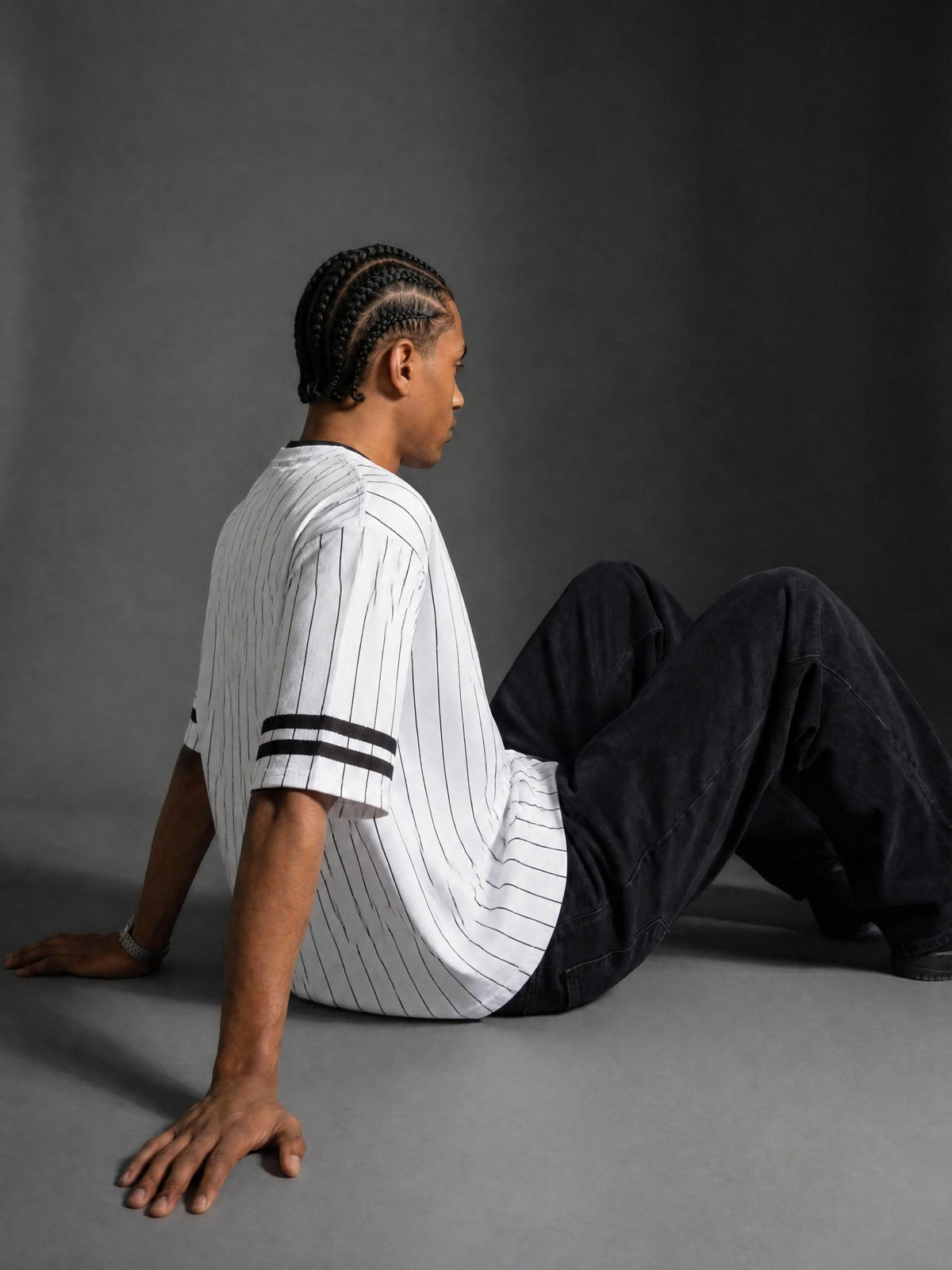 Unisex Striped Loose V-Neck T-Shirt
