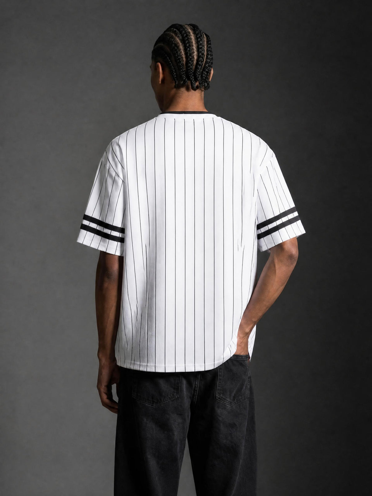 Unisex Striped Loose V-Neck T-Shirt