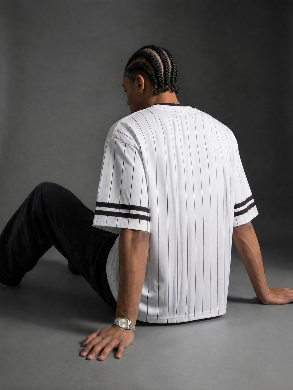 Unisex Striped Loose V-Neck T-Shirt