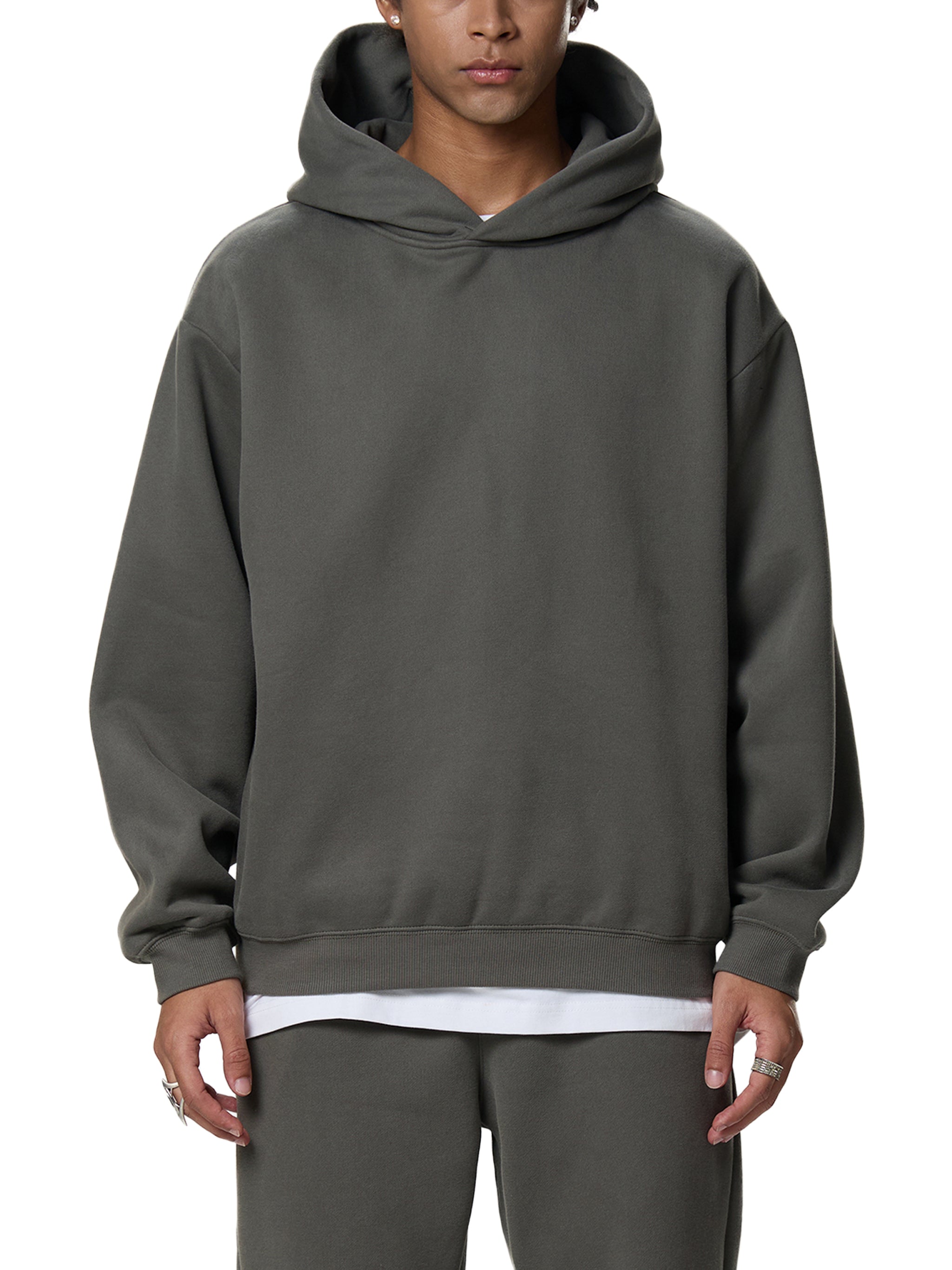Frayed Enzyme Washed Fleece Hoodie