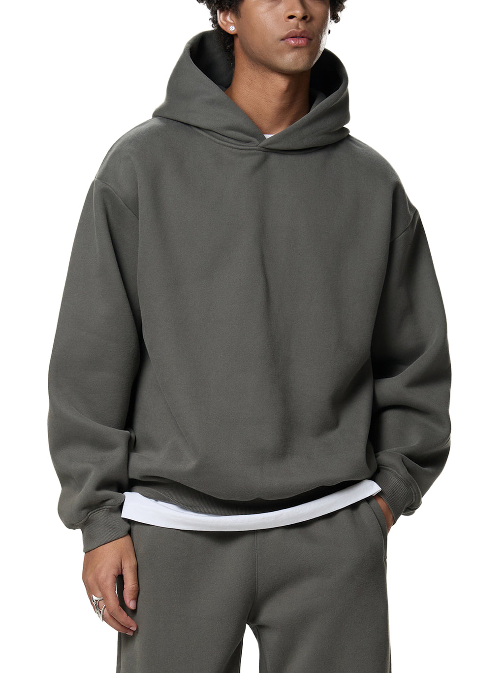 Frayed Enzyme Washed Fleece Hoodie