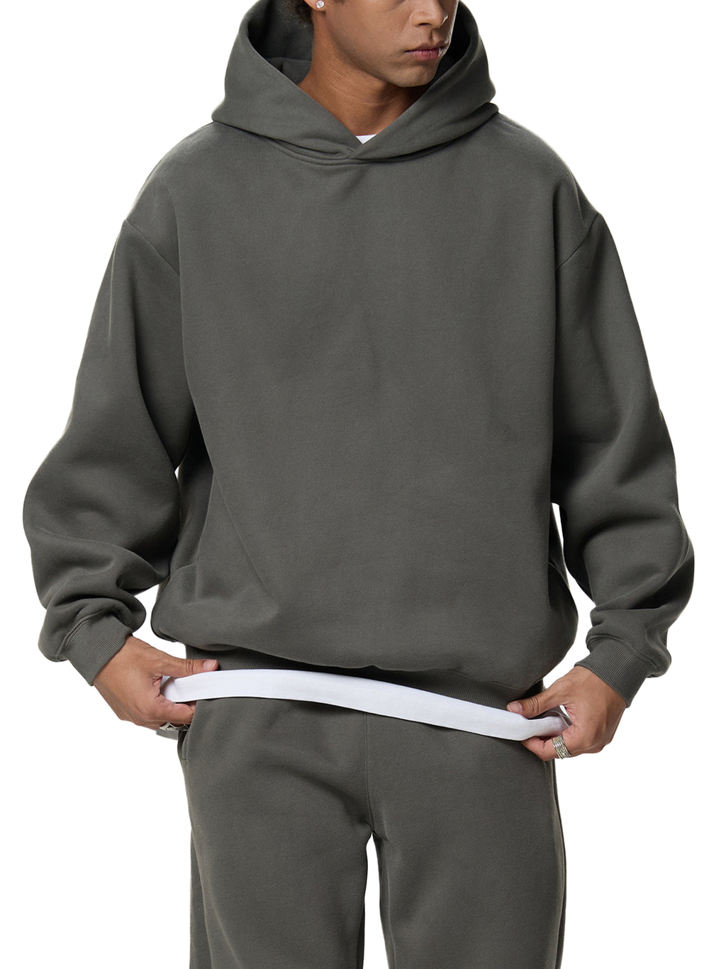 Frayed Enzyme Washed Fleece Hoodie