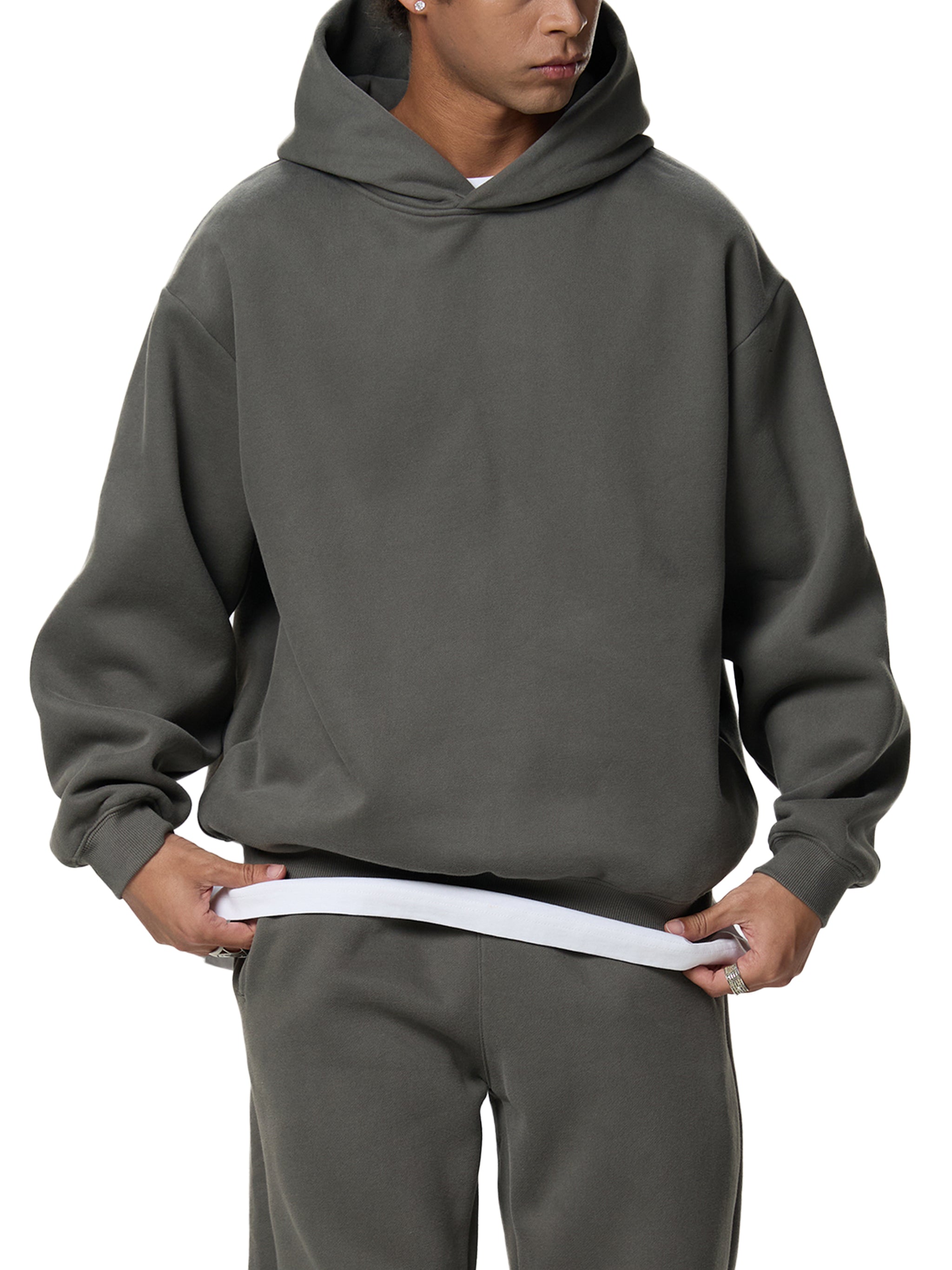 Frayed Enzyme Washed Fleece Hoodie