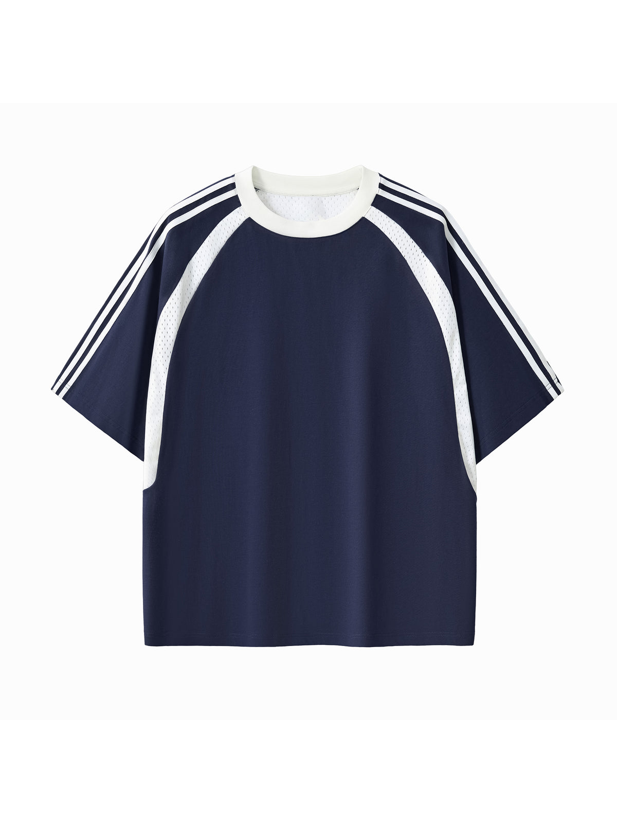 Contrast Stripes Panel Mesh T-shirt