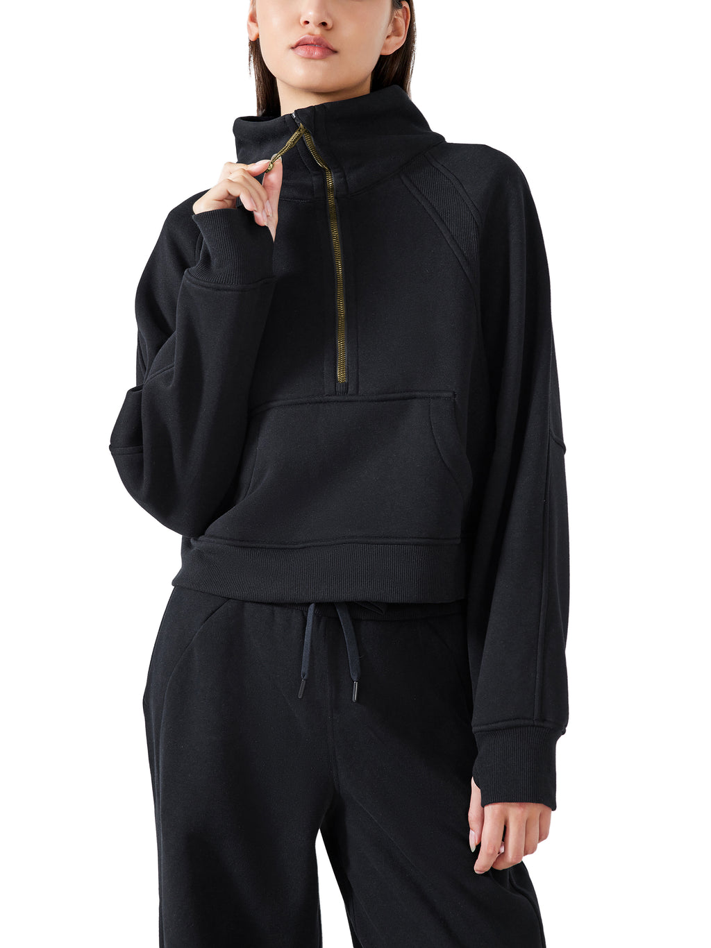 Cropped Half-Zip Sweatshirt