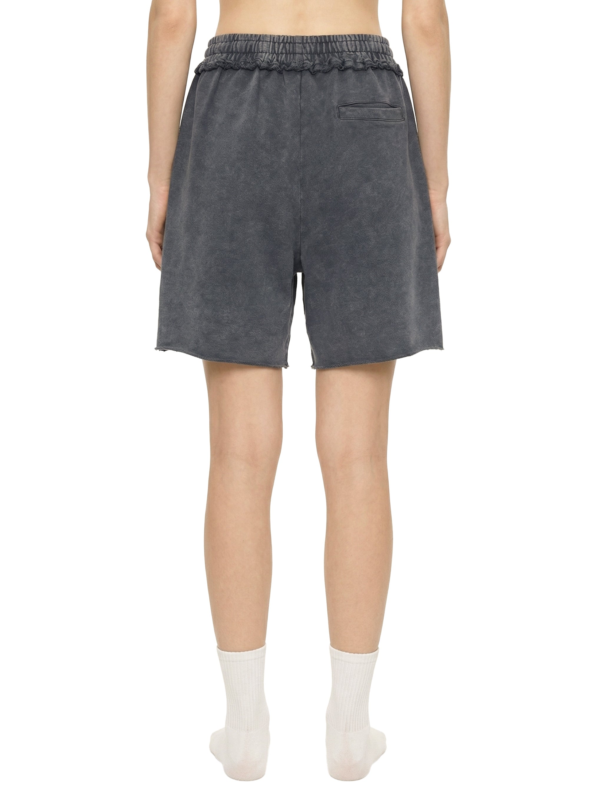 Unisex Mineral Wash Raw Edge Shorts