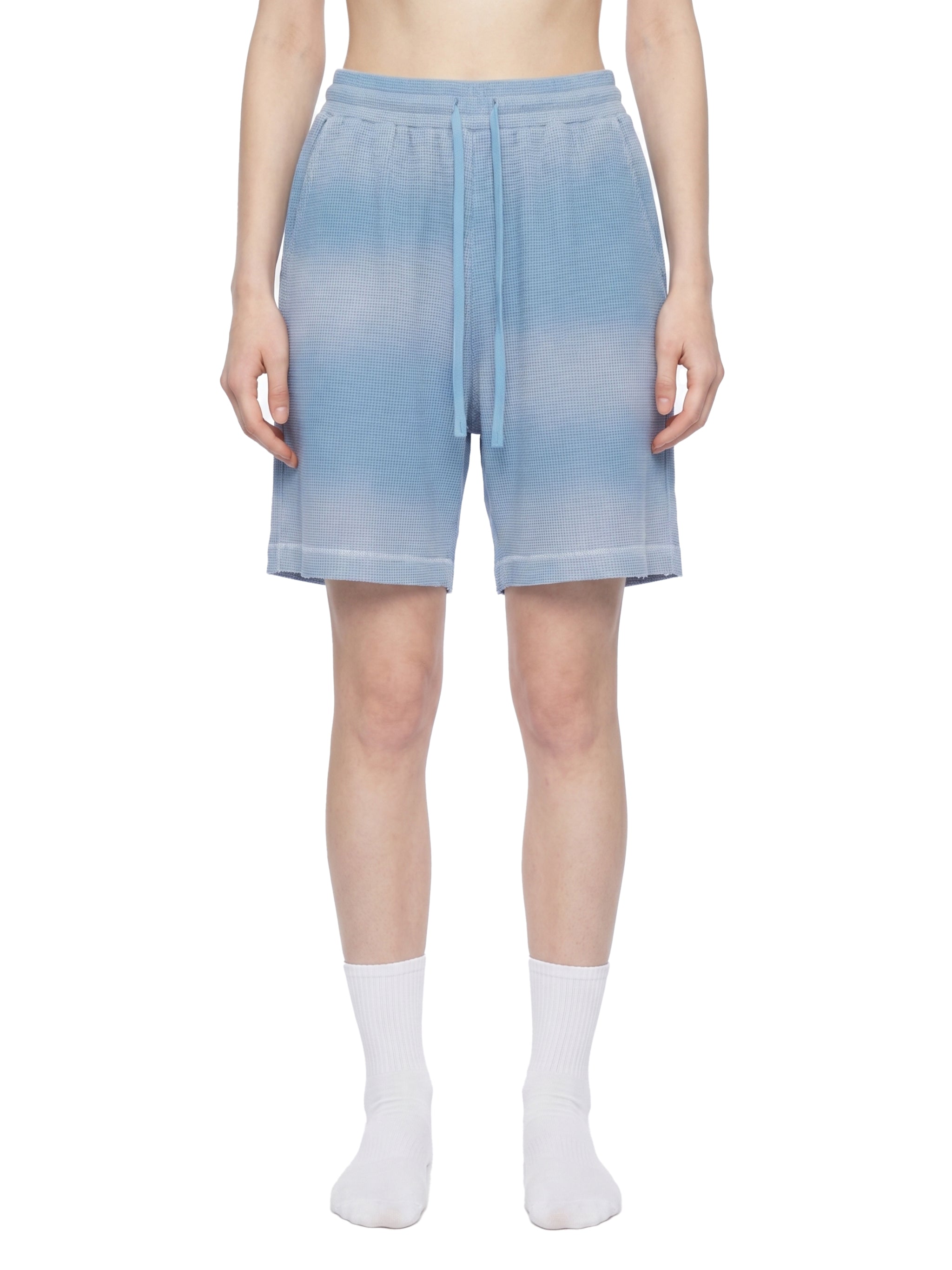 Unisex Sunfade Waffle Raw Hem Shorts