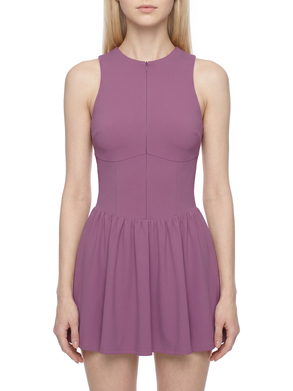 Women’s Ruched Sleeveless Full-Zip Dress