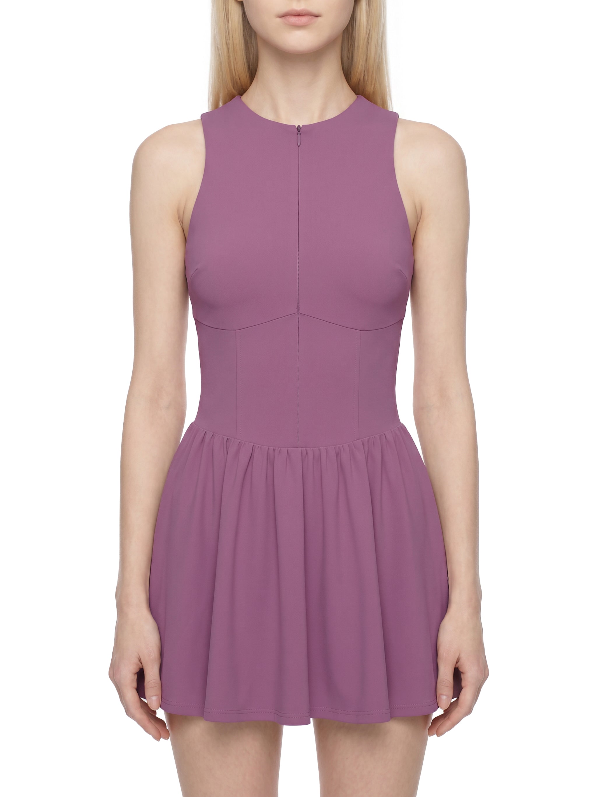 Women’s Ruched Sleeveless Full-Zip Dress