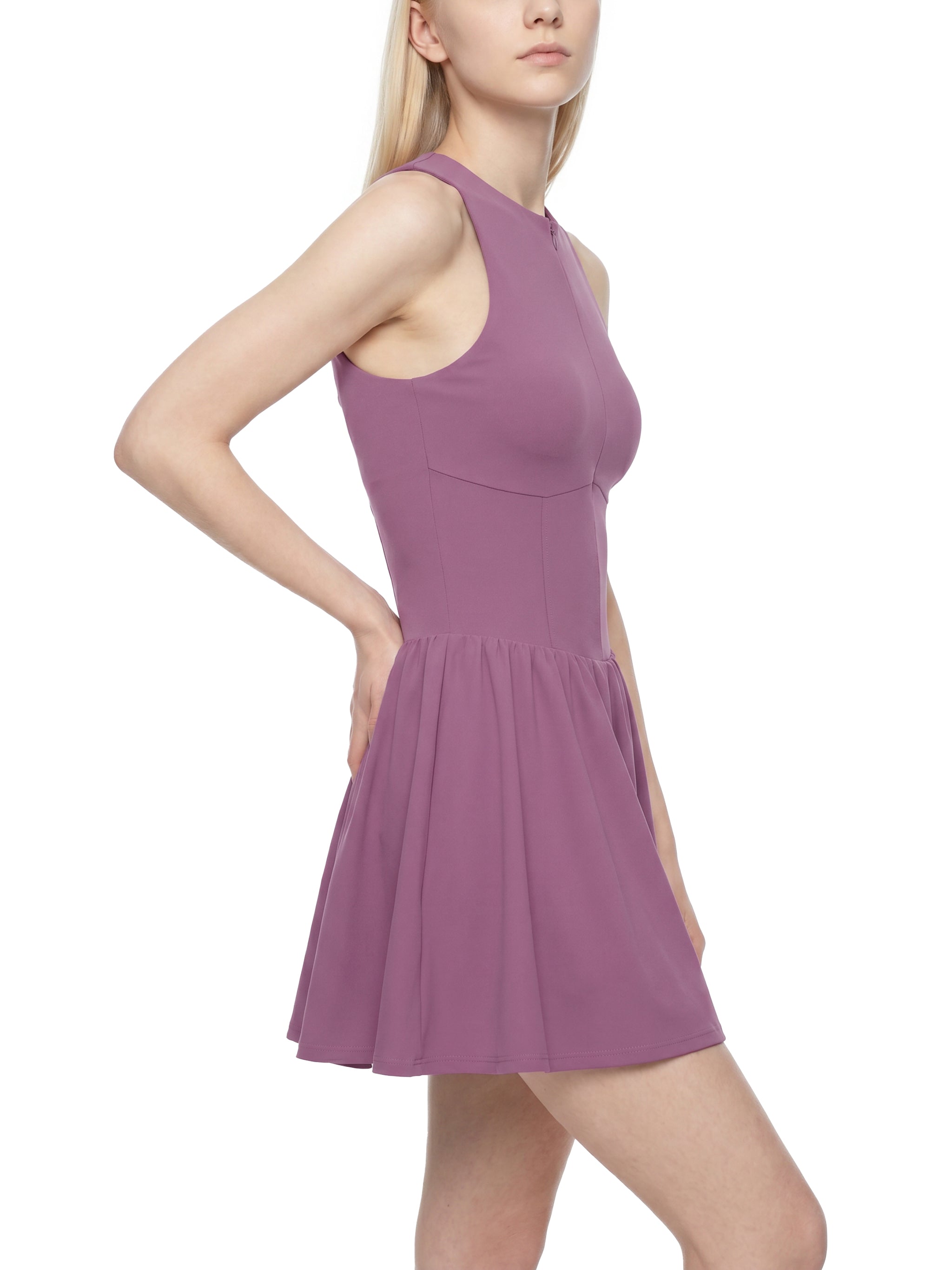 Women’s Ruched Sleeveless Full-Zip Dress