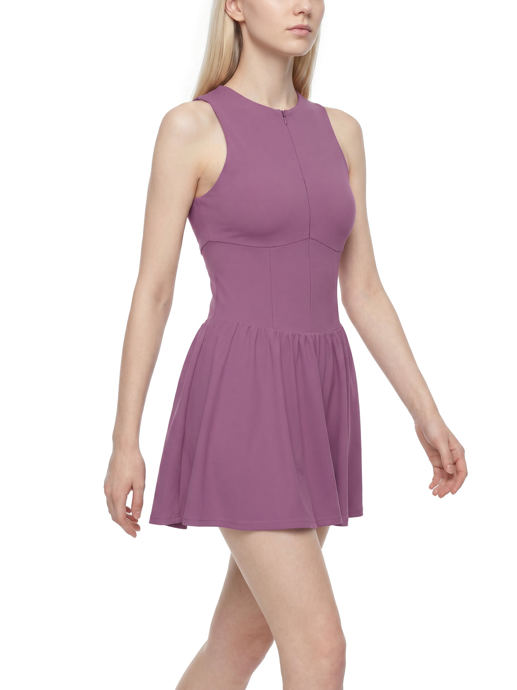 Women’s Ruched Sleeveless Full-Zip Dress